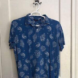 Elegant Men's Blue Paisley Polo Shirt